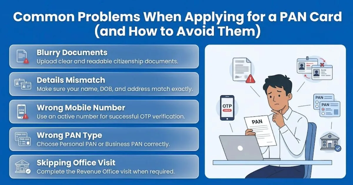common problems when applying for pan card